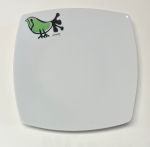 Hand-painted Limoges porcelain "Green bird" Atelier Corneille
