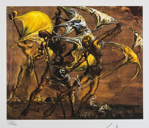 Salvador Dali - Groep vrouwen die de gebaren van een schoener imiteren