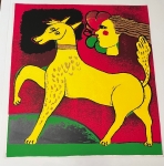 Guillaume Corneille - Silk-screen print L'Ecuyère et son cheval