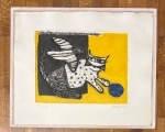 Guillaume Corneille - Aquagravure Le chat à la pelote bleu, 2003