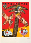 Silkscreen, mixed media, signed with Enrico Baj (1924-2003)
