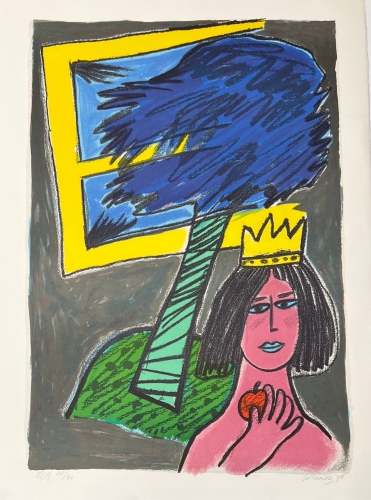 Guillaume Corneille - Signée; Lithographie La reine du monde - La pomme