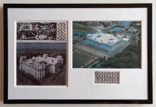 Christo Javacheff - Christo  Wrapped Reichstag - gesigneerd met 2 fabrics